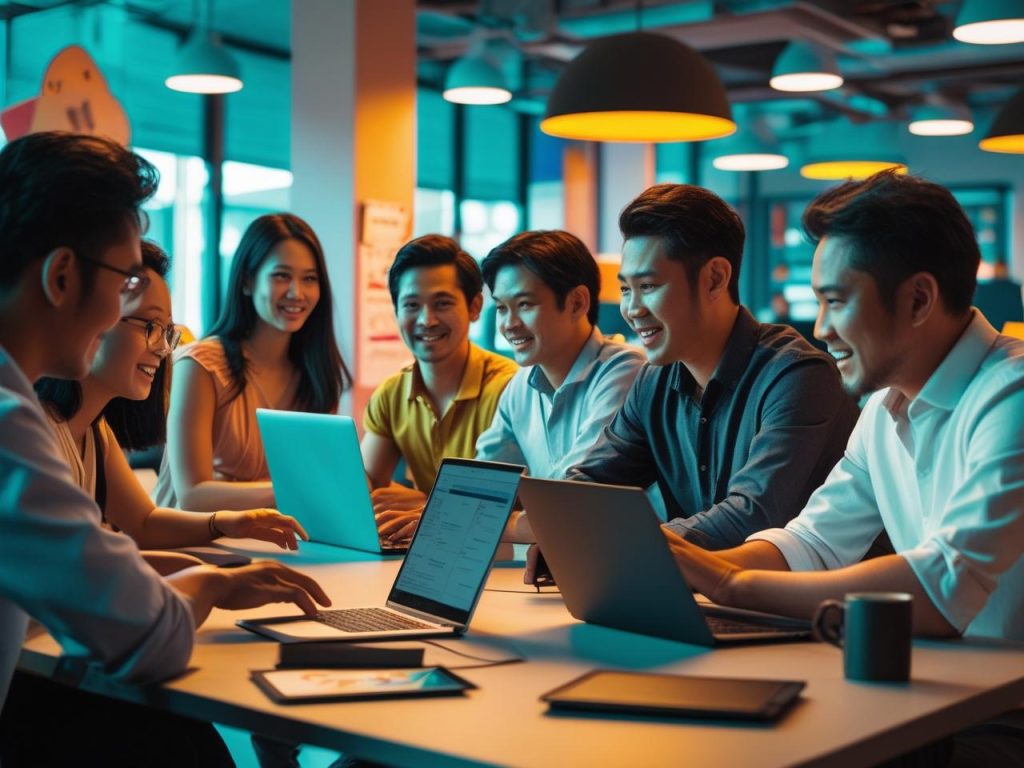 Startup team in Southeast Asia working on next-gen digital solutions in 2025