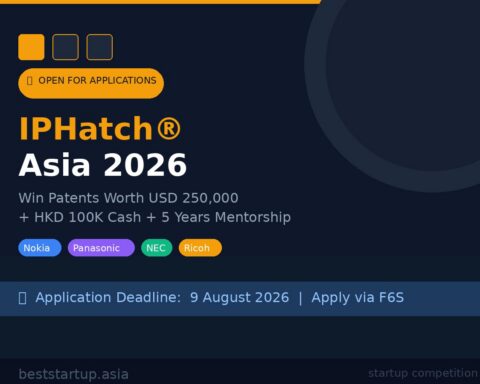 IPHatch Asia 2026 startup competition — win patents worth USD 250,000 from Nokia Panasonic NEC Ricoh